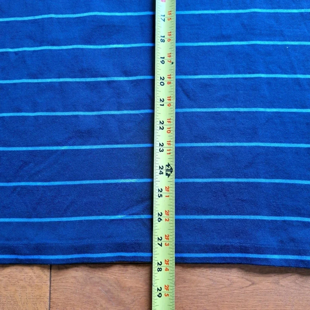 RALPH LAUREN Cotton Polo Golf Shirt  Long Sleeve Blue Striped Size LARGE